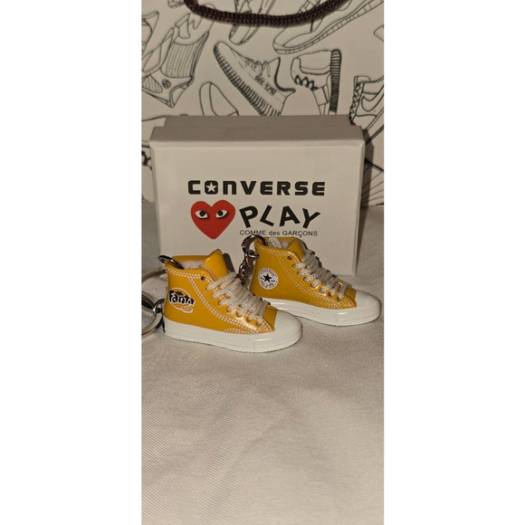 Accessories - Unisex Yellow & White Sneaker Keychain Set with Box and Bag One Size